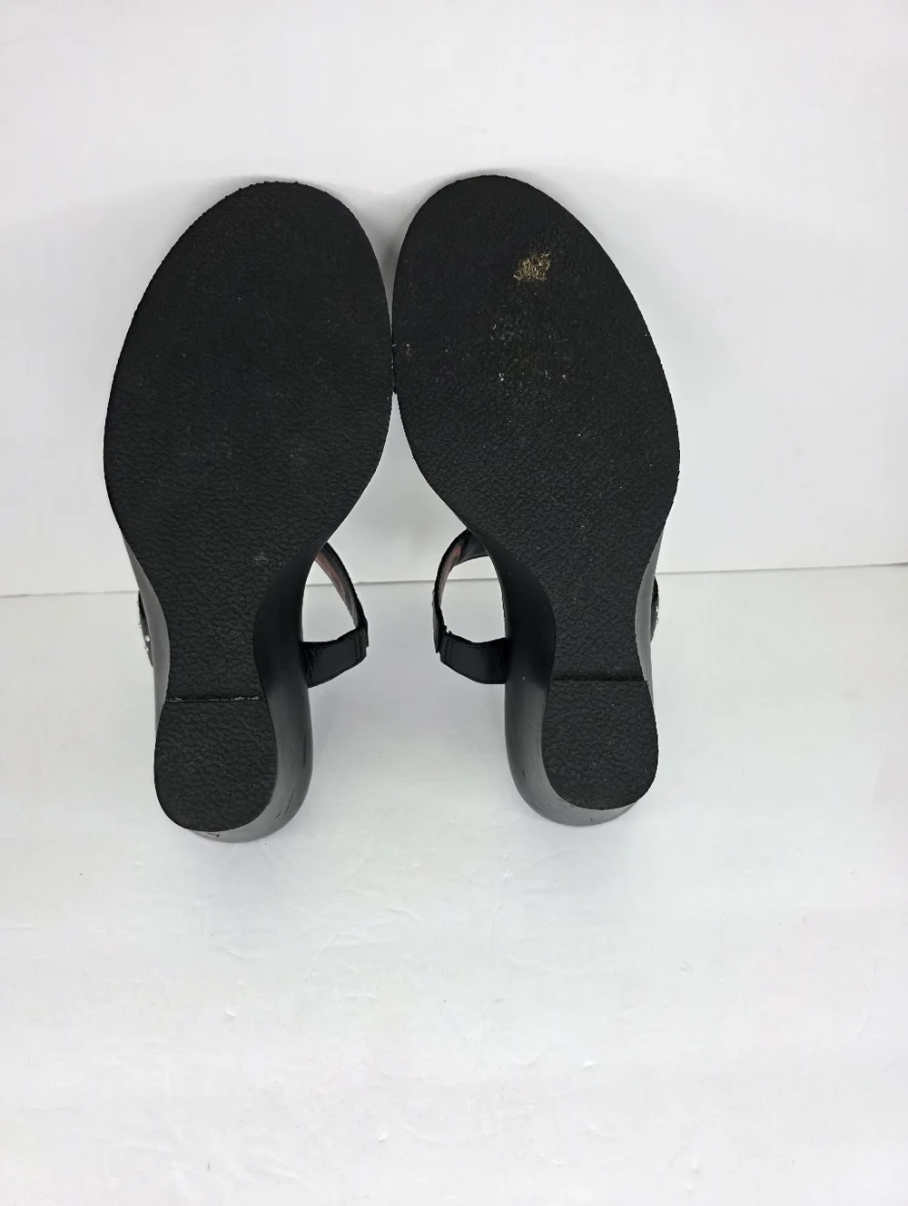 Harley Davidson Monica Women's Black‎ Double Strap Silver Wedge Sandals Size 10M
